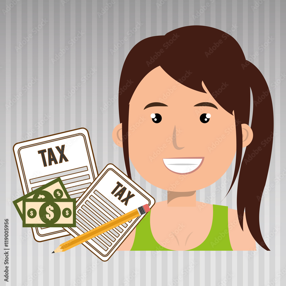 woman taxes bills pencil vector illustration eps 10 woman taxes bills pencil vector illustration eps 10