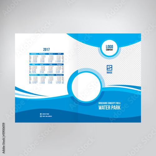 the concept of the cover of the brochure for a water Park