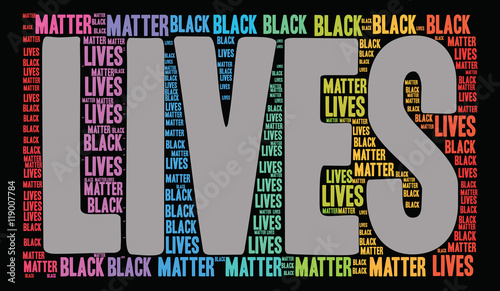 Black Lives Matter Word Cloud on a black background. 