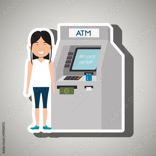 woman atm money credit vector illustration eps 10