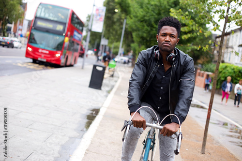 cyclist using the cycle lane in London