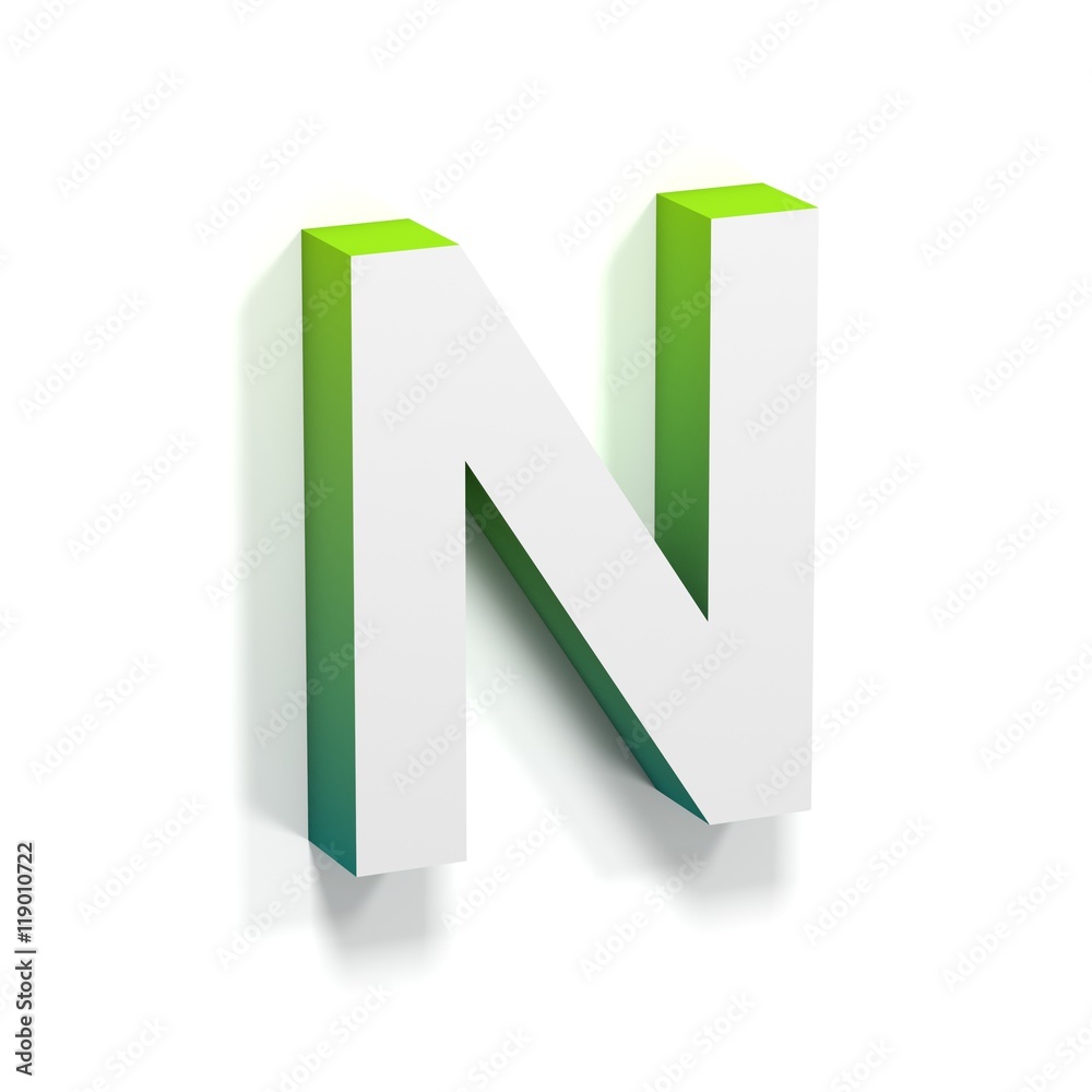 Green gradient and soft shadow letter N Green gradient and soft shadow letter N
