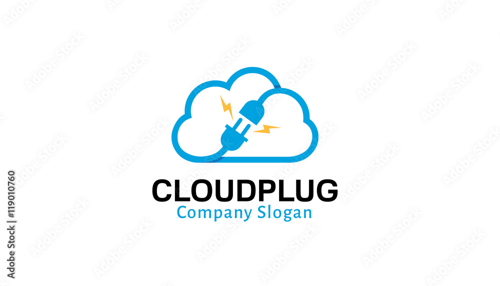 Cloud Plug Logo Design Illustration Cloud Plug Logo Design Illustration