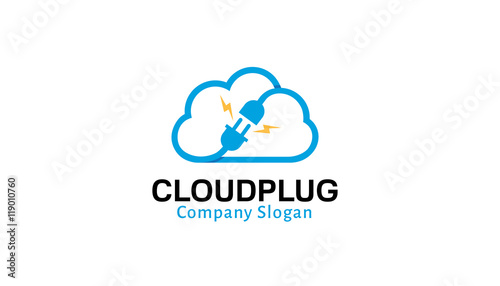 Cloud Plug Logo Design Illustration