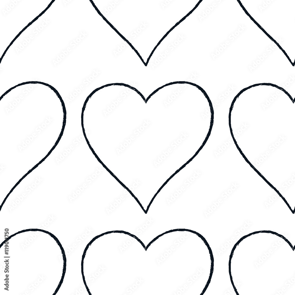 Seamless pattern with outline heart sign Seamless pattern with outline heart sign