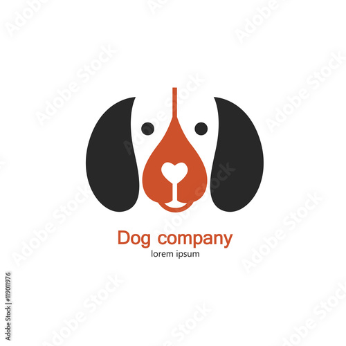 Single logo with a dog for veterinarian clinic, pet shop, dog walker, dog training.