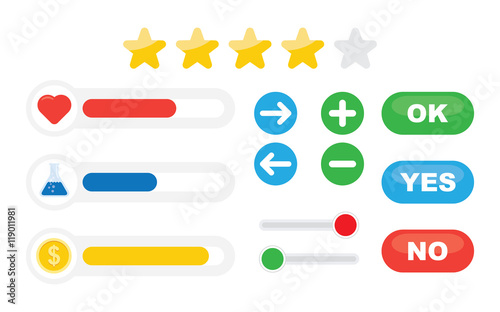 Game progress bar and resources icons