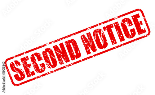 SECOND NOTICE red stamp text