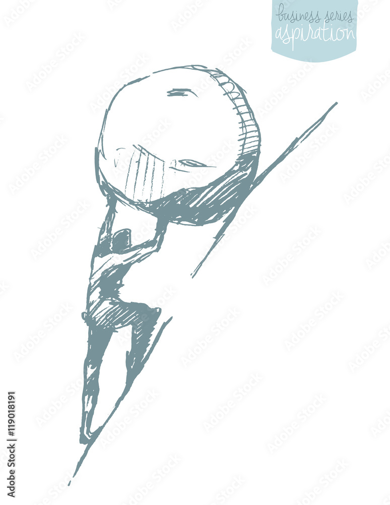 Φωτογραφία Businessman challenge uphill vector Sisyphus myth.