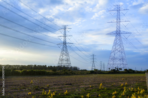 High voltage pylons are located in rural areas...