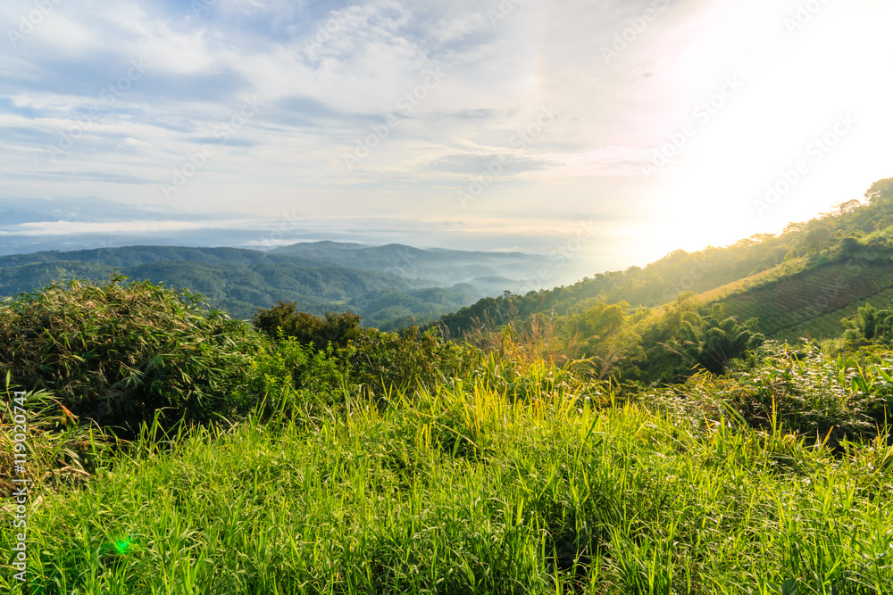 mountains view in the morning at chaingmai northern thailand