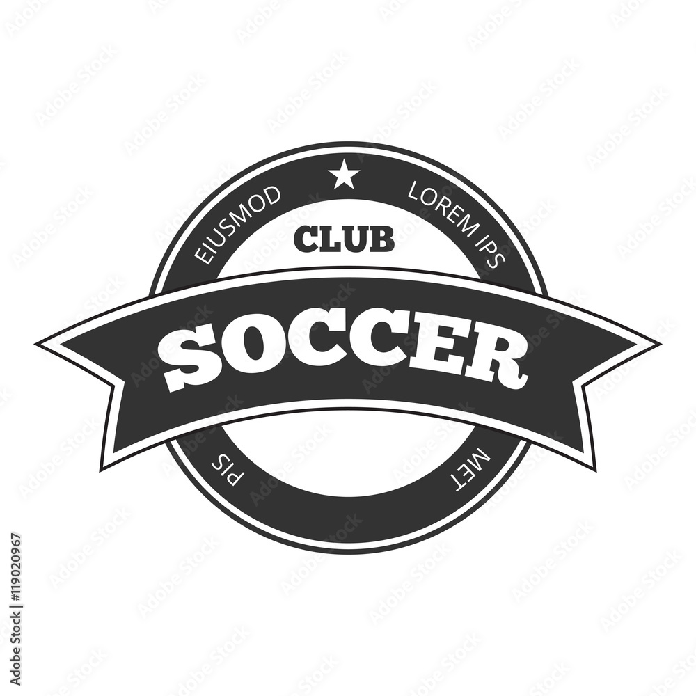 Vector soccer logo, badge template isolated in black white