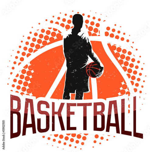 Basketball vintage halftone label