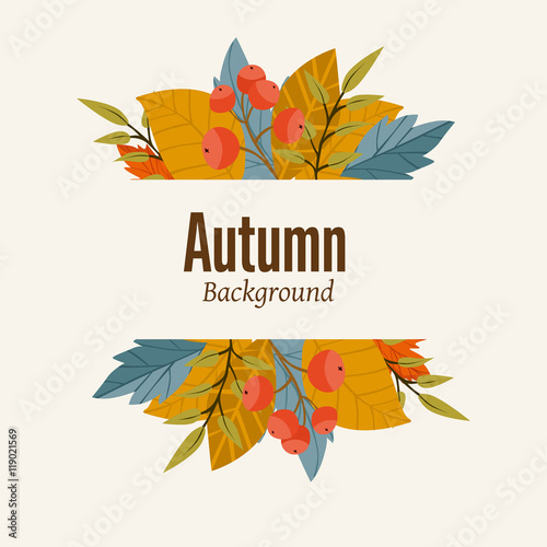Autumn leaves fall on border vector illustration. Background with hand drawn autumn leaves. Design elements.