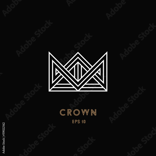 Crown logo, geometric monogram. Line design. Vector illustration EPS 10