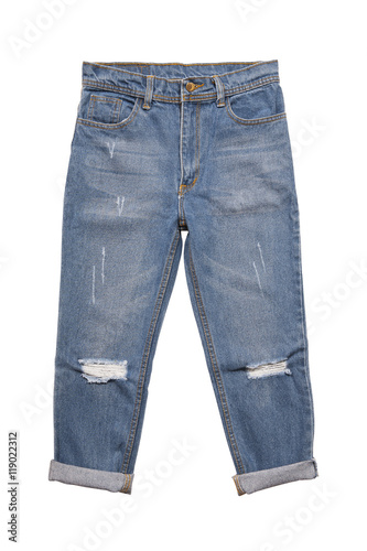 Blue Jeans Isolated on white background (front) with clipping path