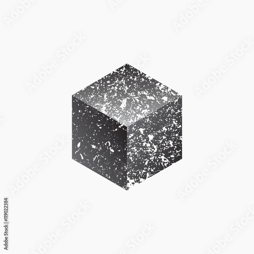 Cube isolated on white background. Grunge design. Vector illustration EPS 10