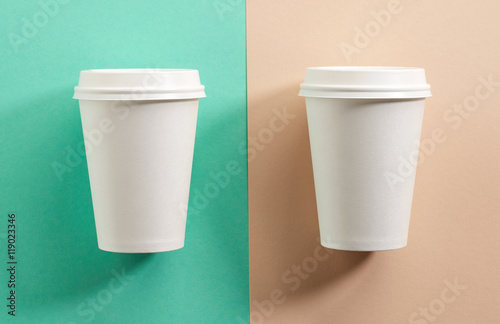 two white take away coffee cups