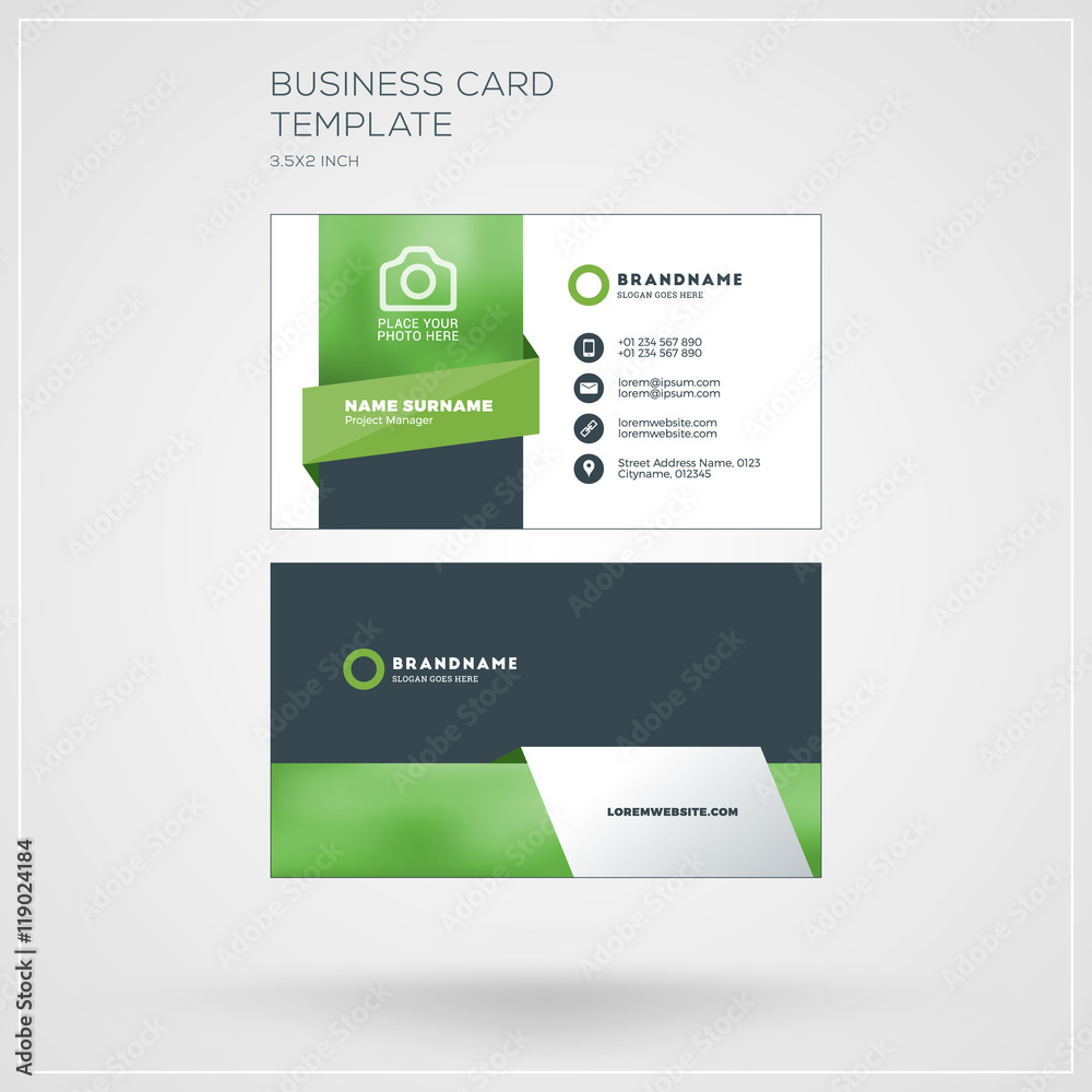 Business Card Vector Template. Personal Visiting Card with Company Logo. Clean Flat Design. Vector Illustration