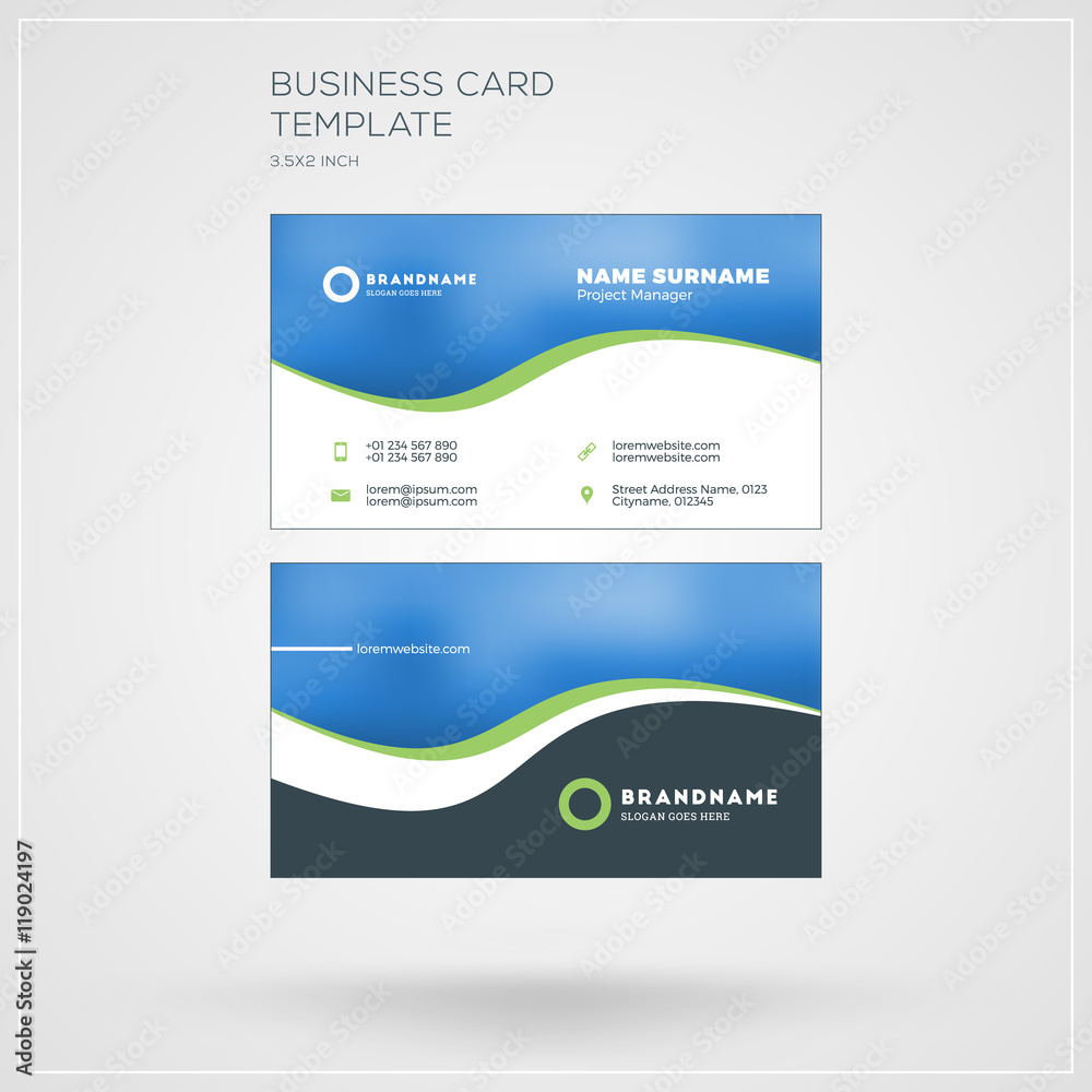 Business Card Vector Template. Personal Visiting Card with Company Logo. Clean Flat Design. Vector Illustration Business Card Vector Template. Personal Visiting Card with Company Logo. Clean Flat Design. Vector Illustration