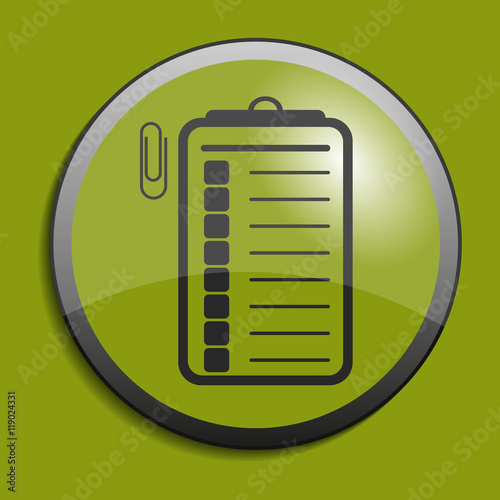 Checklist icon on circle button. Vector