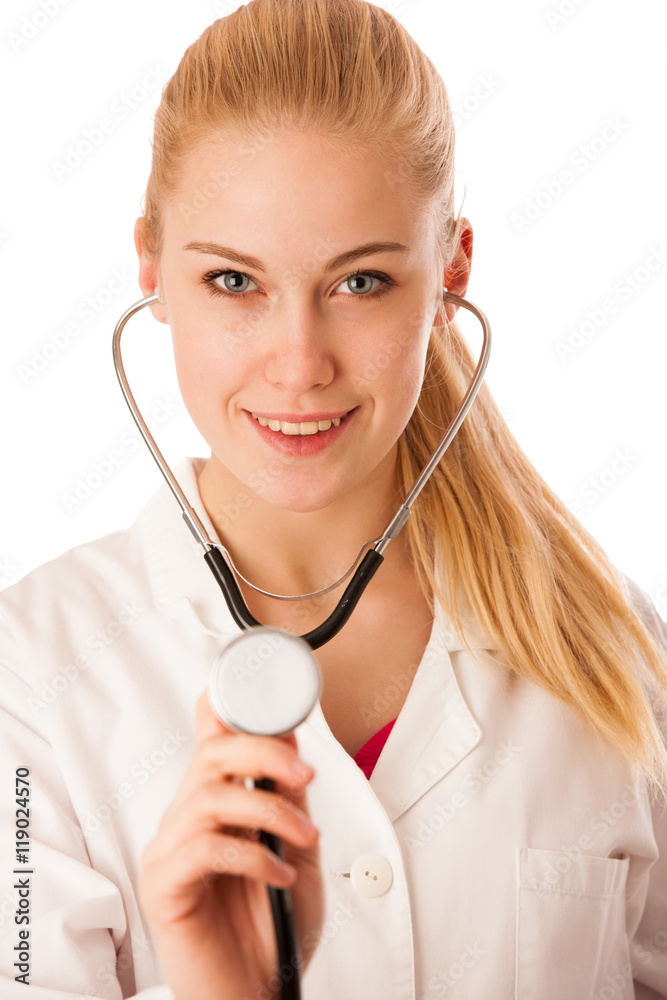 Doctor isolated over white - clinic health care Doctor isolated over white - clinic health care