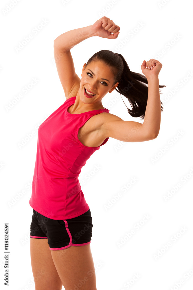 Active woman doing aerobics for a cardio training dancing Active woman doing aerobics for a cardio training dancing