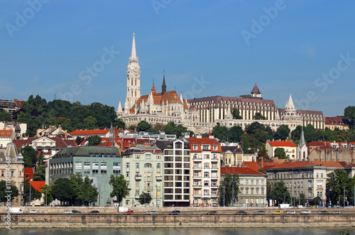 Fisherman towers on Danube riverside Budapest Hungary