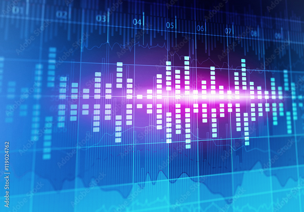 Fototapeta premium Sound equalizer background . Mixed media