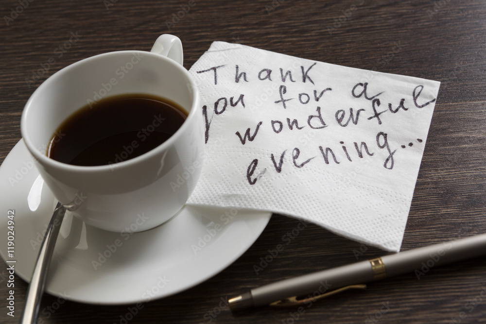 Message written on napkin Message written on napkin