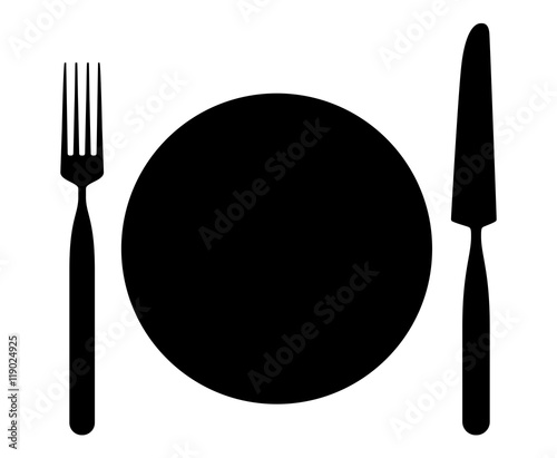 Cutlery Fork Knife Plate layout on the table