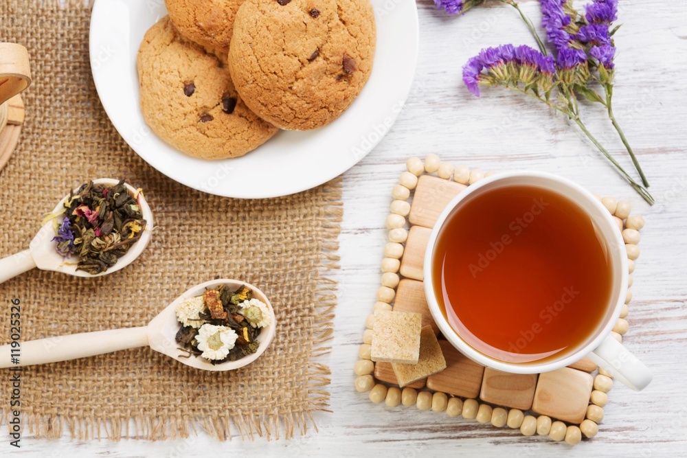 Herbal tea and cookies Herbal tea and cookies