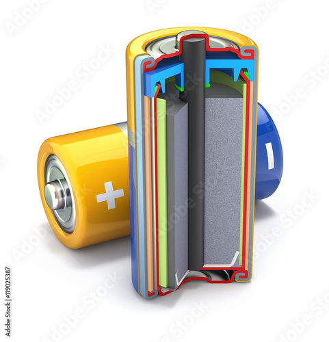 Cross section of dry cell battery photo