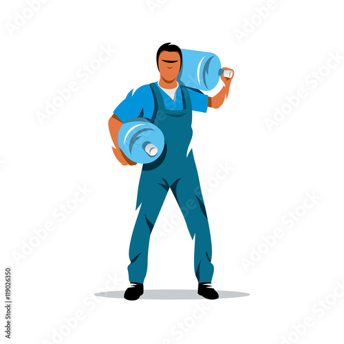 Vector Clean Water delivery. Flat style colorful Cartoon illustration.