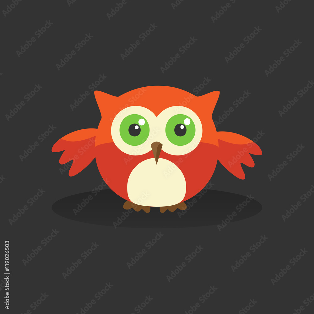 Fototapeta premium Ilustración infantil de un búho sobre fondo oscuro