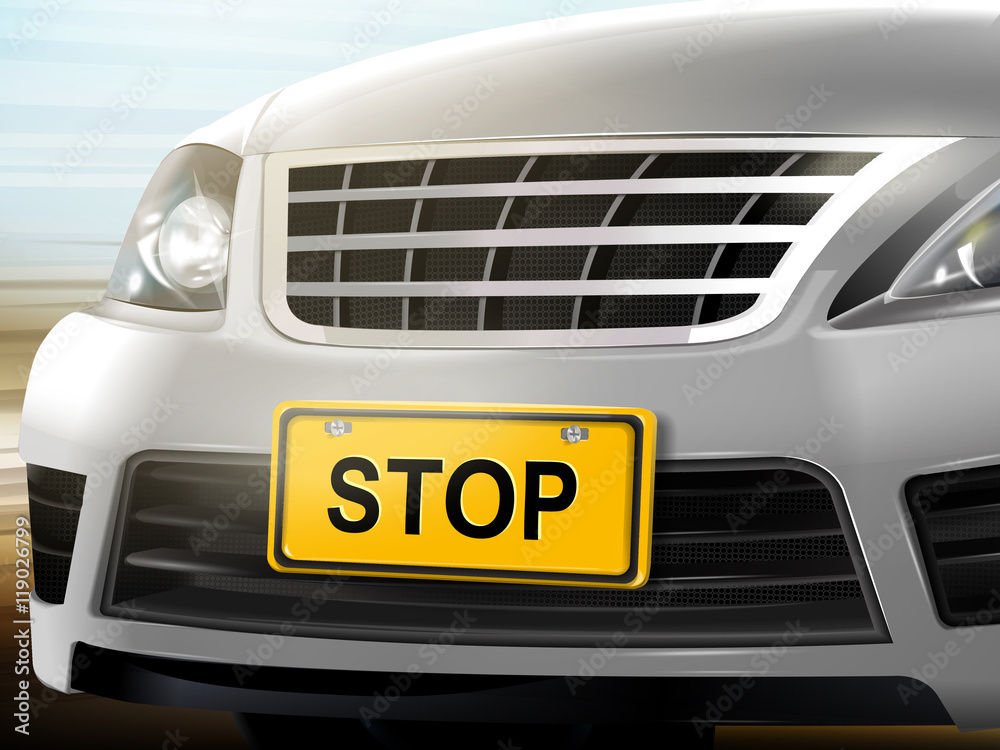 Stop words on license plate