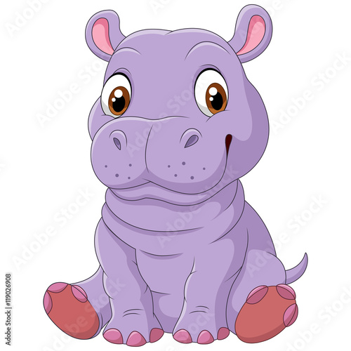 Cute hippo sitting