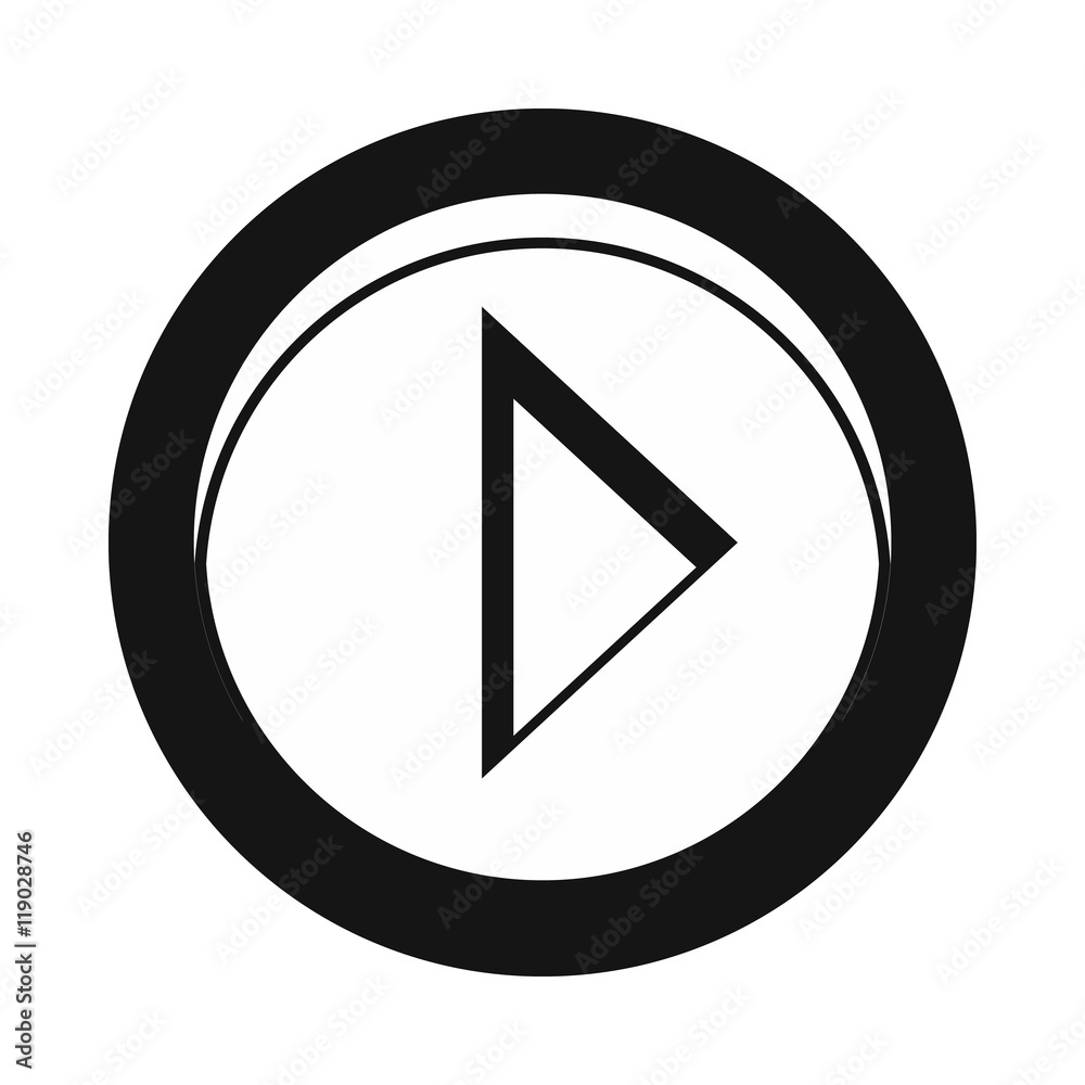 Cursor to right in circle icon in simple style isolated on white background. Click and choice symbol