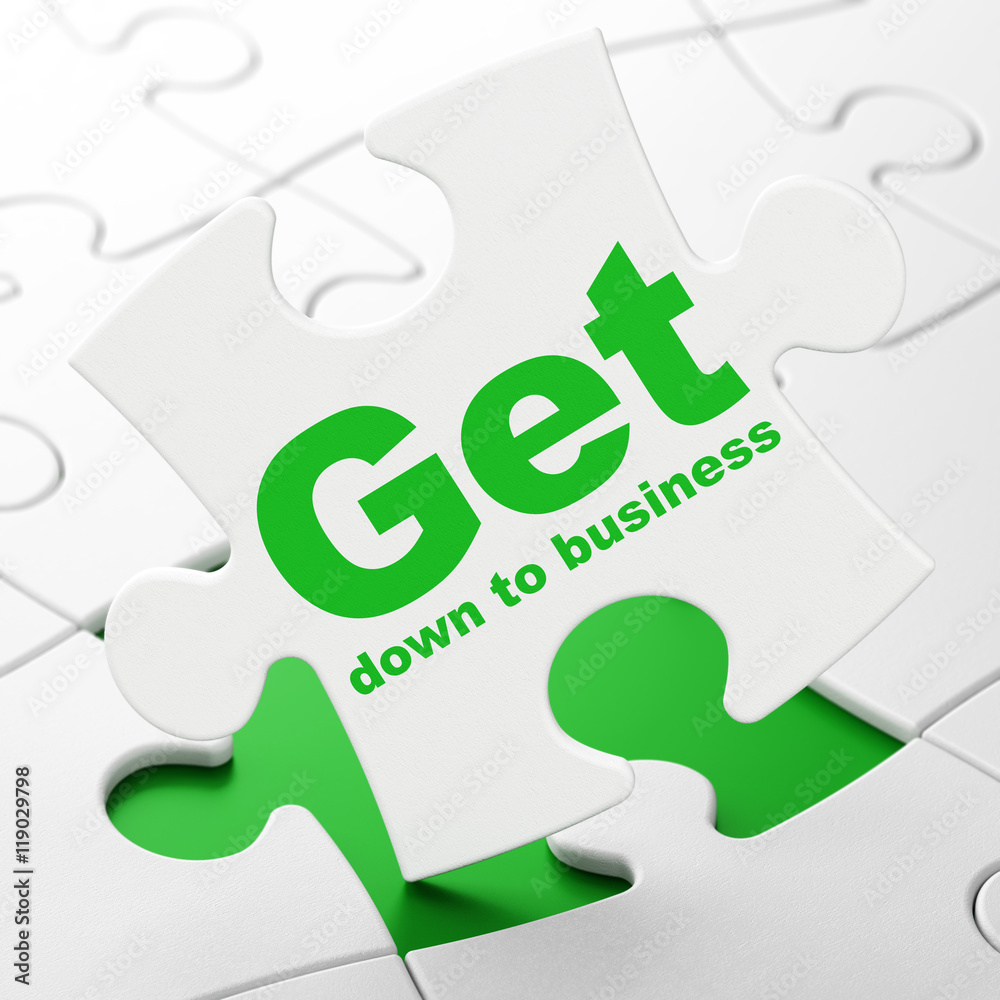 Finance concept: Get Down to business on puzzle background Finance concept: Get Down to business on puzzle background