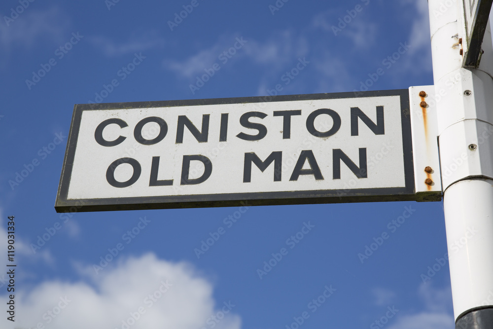 Coniston and Old Man Signpost, Lake District Coniston and Old Man Signpost, Lake District