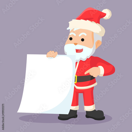 santa clause holding blank paper