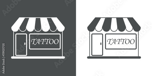 Icono plano tienda TATTOO gris