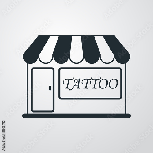 Icono plano tienda TATTOO sobre fondo degradado