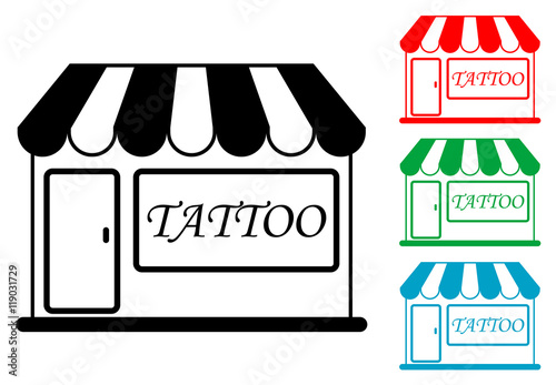 Icono plano tienda TATTOO varios colores
