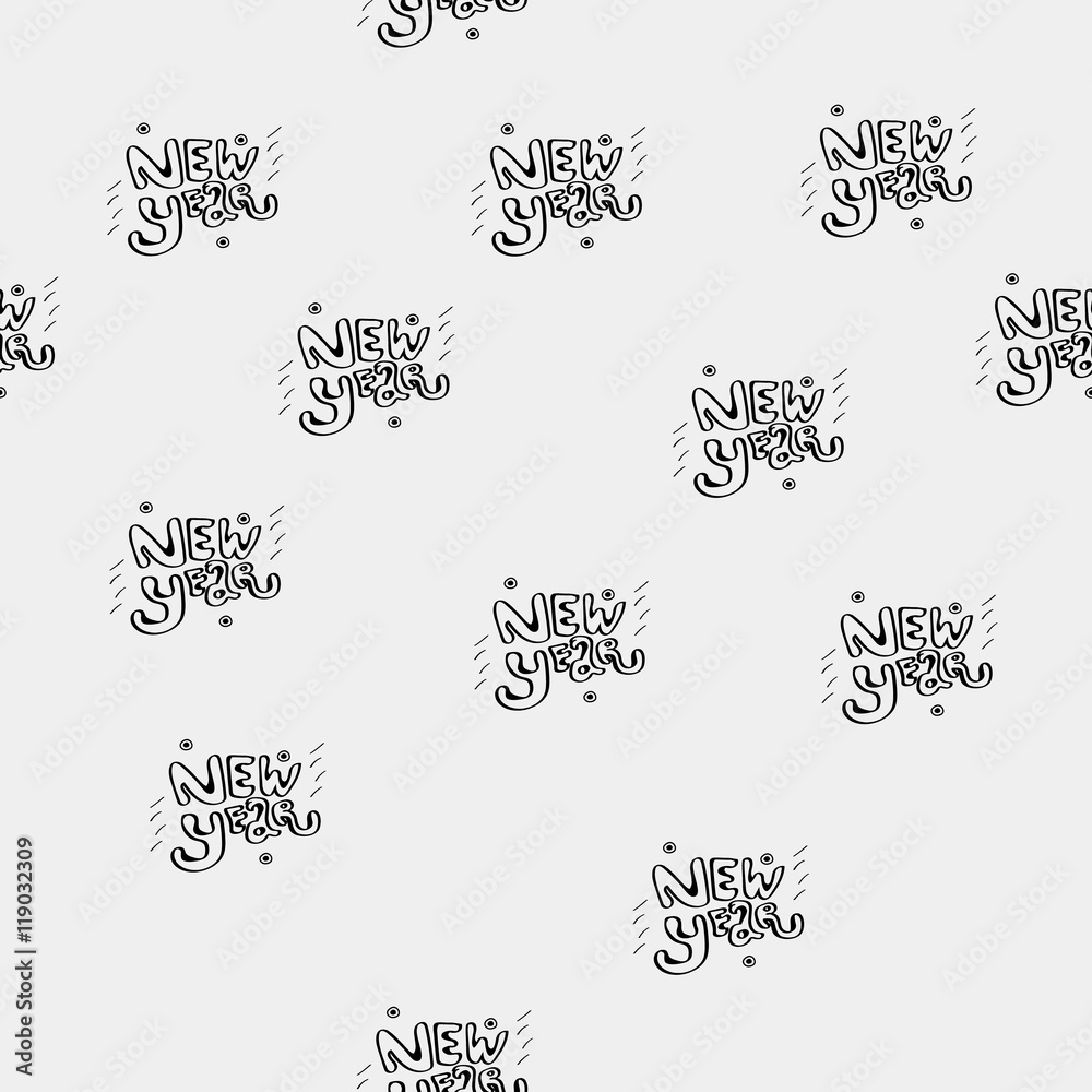 Vector minimalist monochrome black and white pattern new year lettering