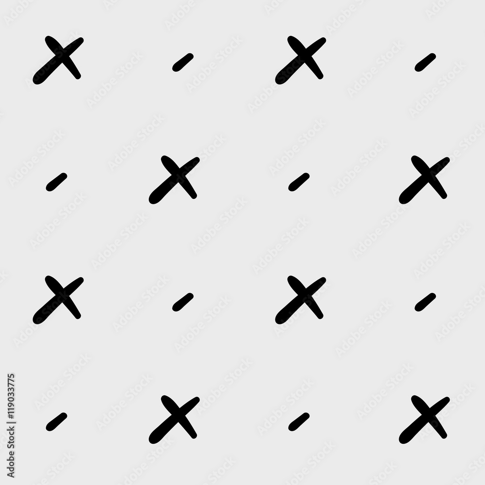 Minimal monochrome hand drawn pattern cross