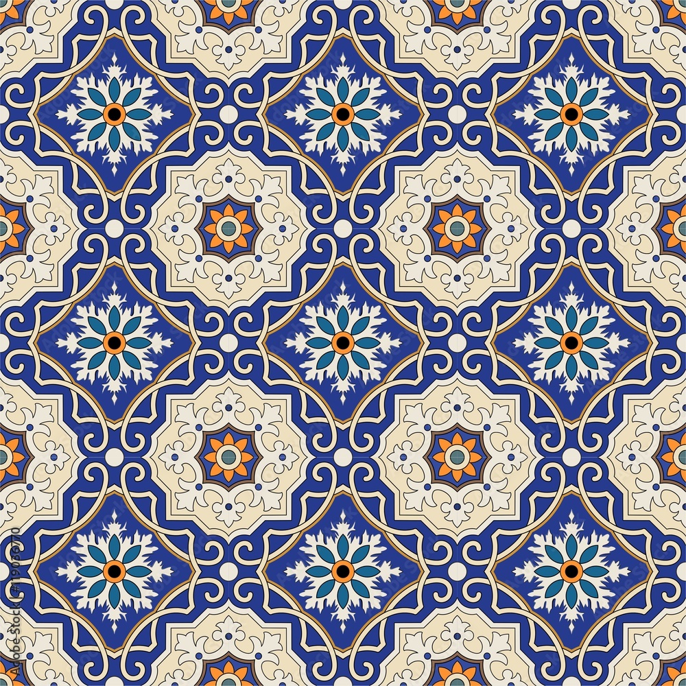 Vector seamless pattern. Colorful ethnic ornament. Arabesque style. Islamic art.