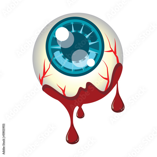 Vector of eye ball cover with blood for Halloween