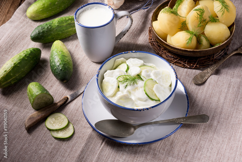 Mizeria is a Polish cucumber salad photo