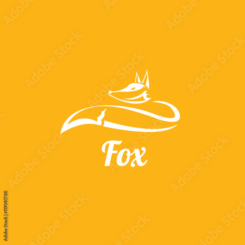 vector fox sign label or tattoo design.